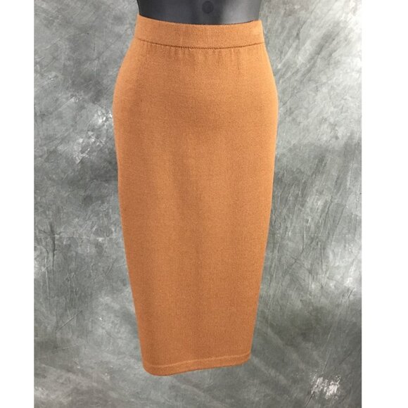 BEAUTUFUL st john evening knit brown embellished skirt suit 16 - Picture 9 of 10